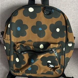 Brown Floral Backpack with Black Accents